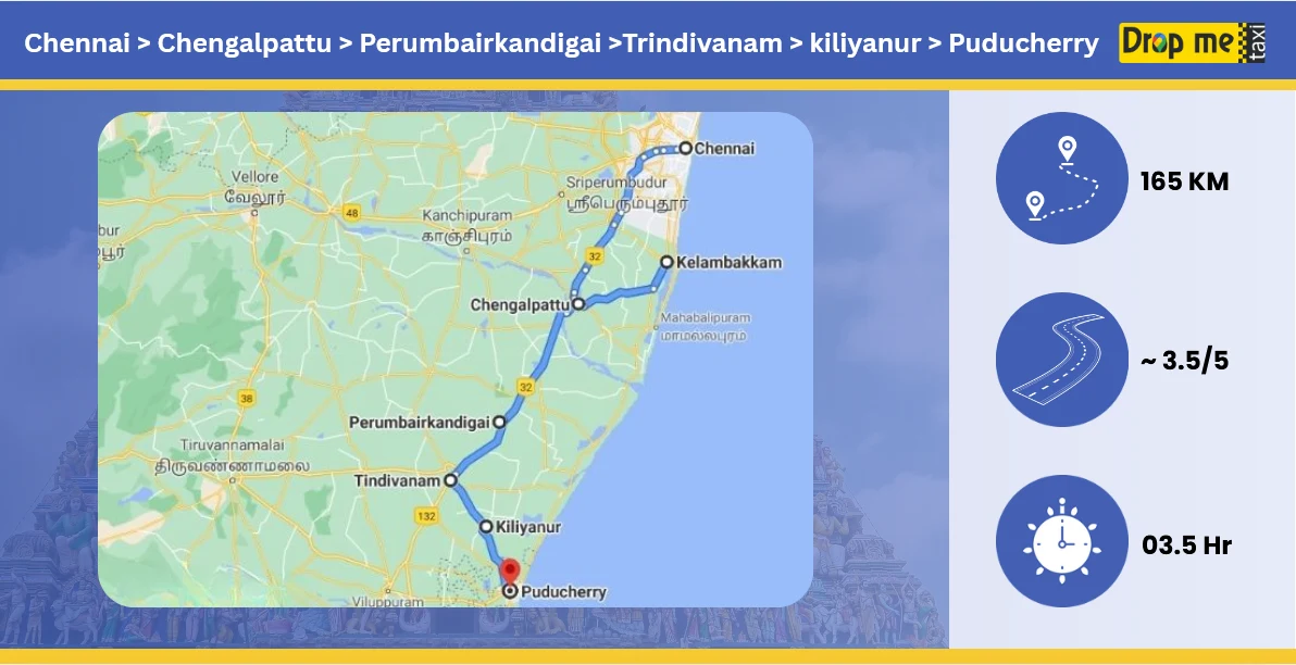 Chennai to Pondicherry Cab